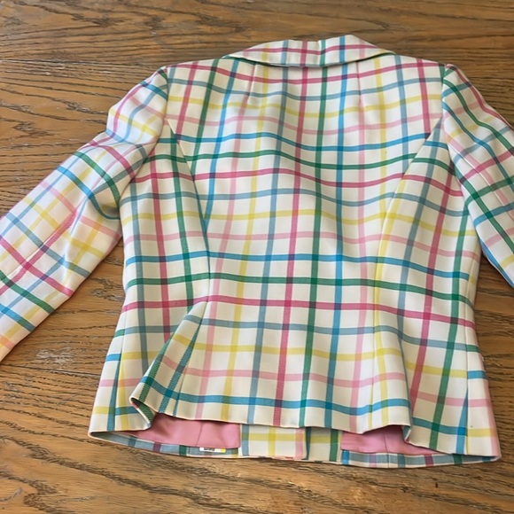🌈💕🌷ADORABLE! Milly of New York rainbow plaid wool skirt set/suit sz4 - Picture 11 of 15